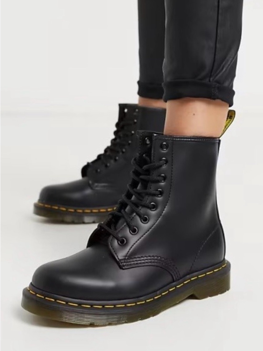 Dr Martens Classic Black Leather Lace-Up Women's Combat Boots.